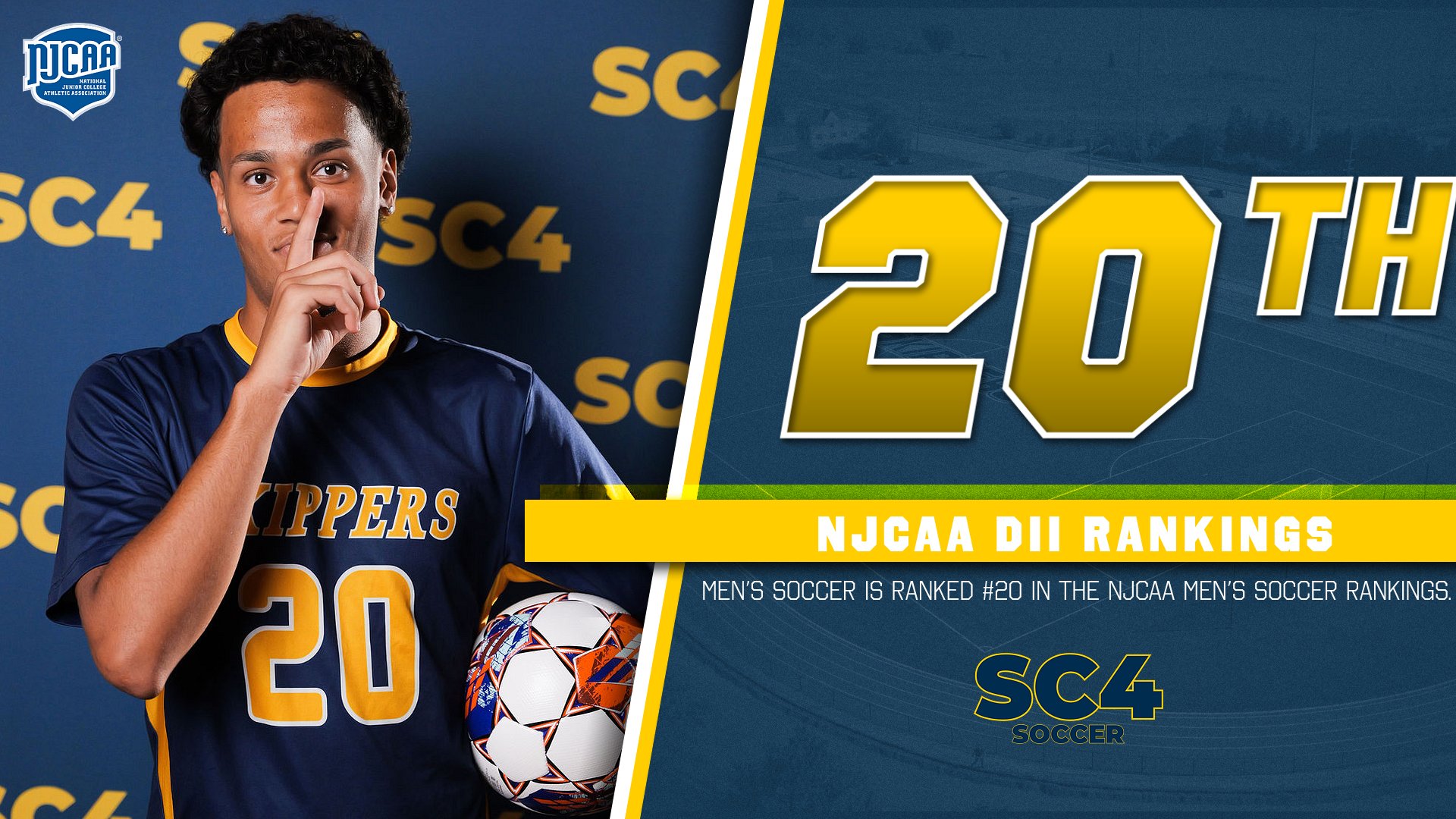 SC4 Men&rsquo;s Soccer Team Ranked 20th Nationally in NJCAA Division II