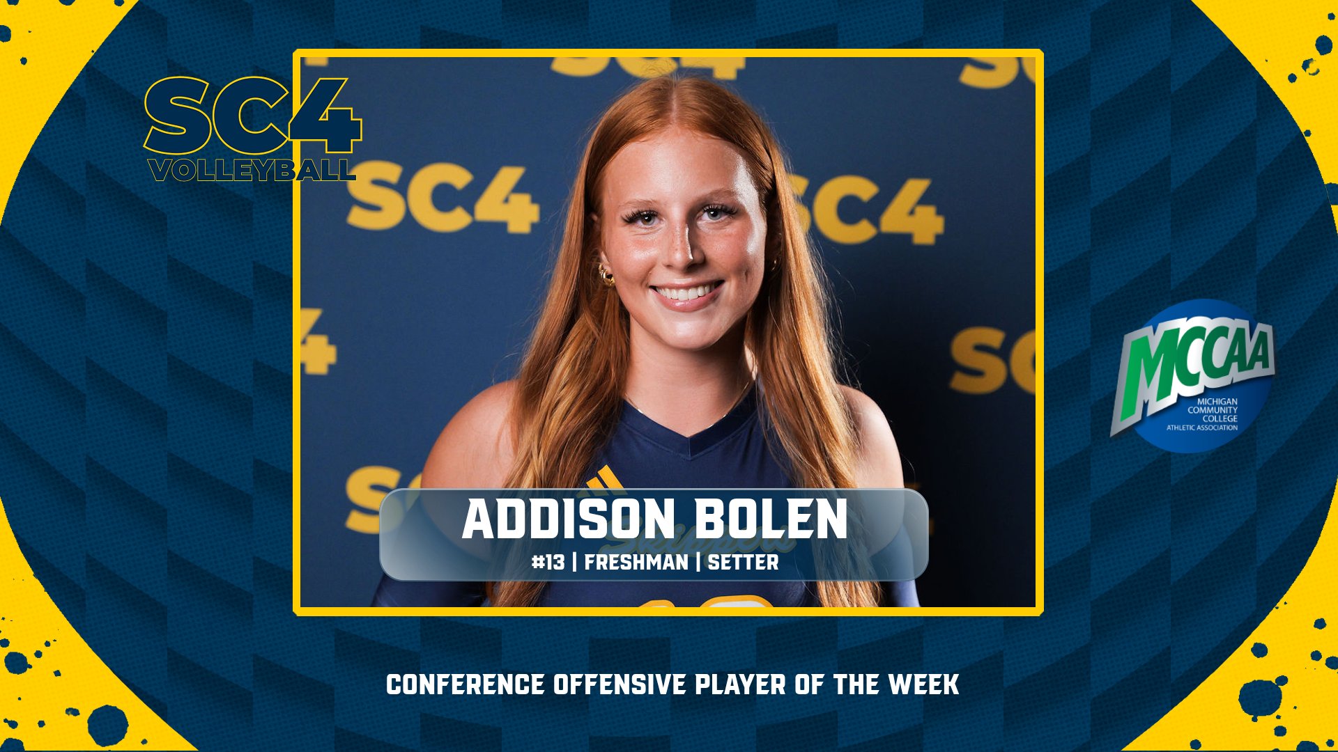 Addison Bolen Named MCCAA Eastern Conference Offensive Player of the Week